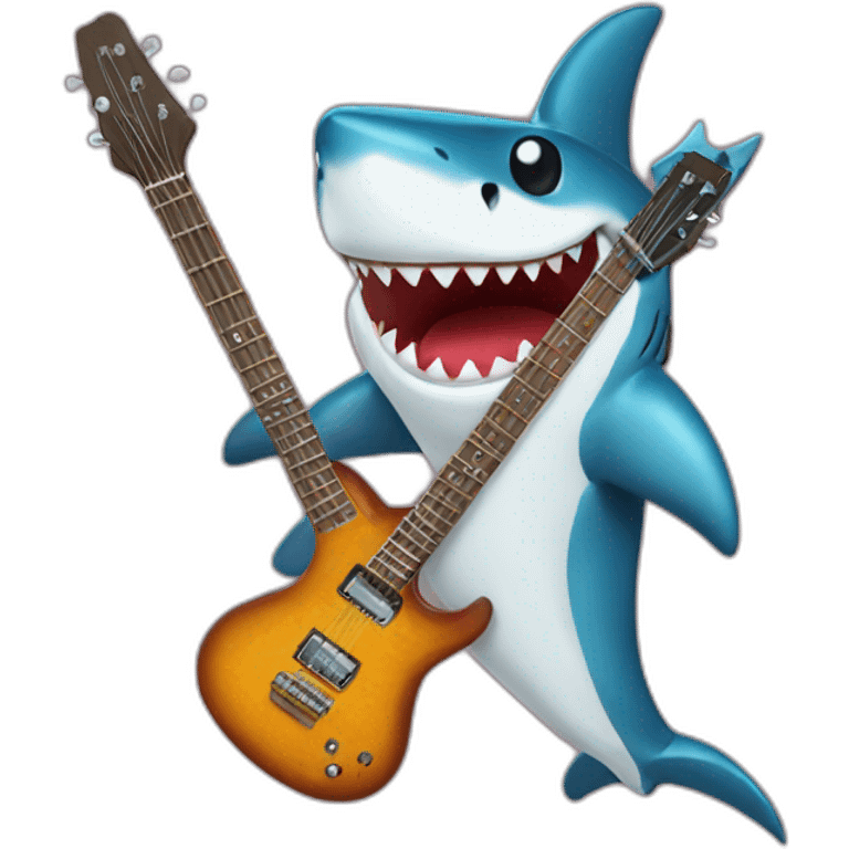 Shark rockstar with a guitar emoji