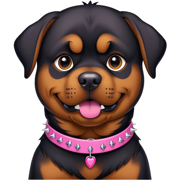 Rottweiler with pink spiked collar emoji