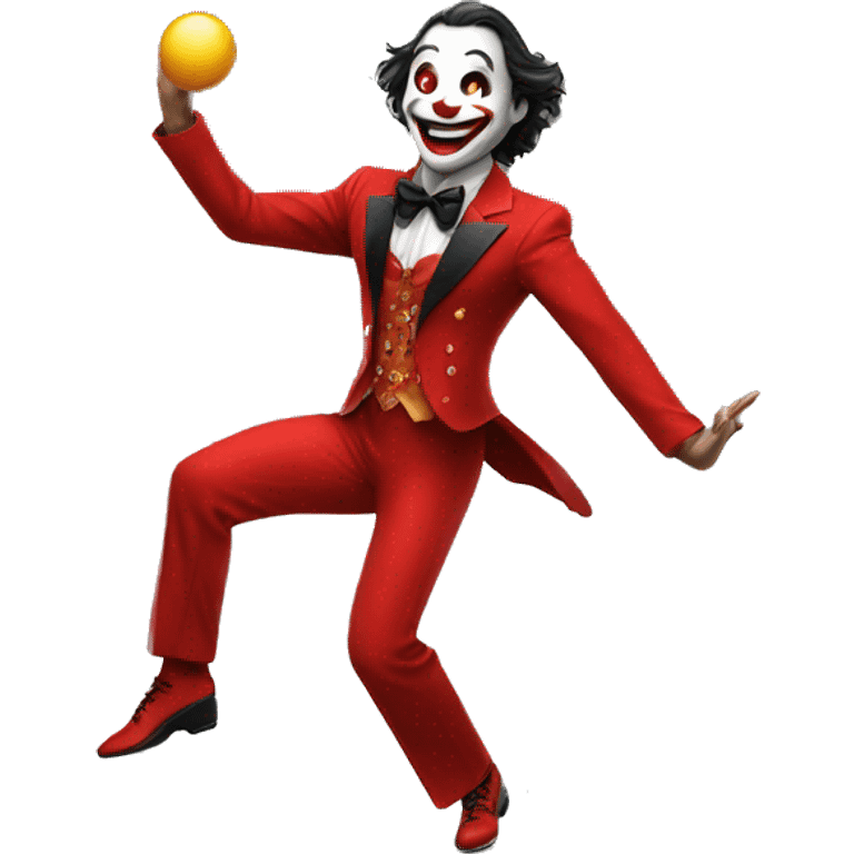 Male Dancing joker in red suit  emoji