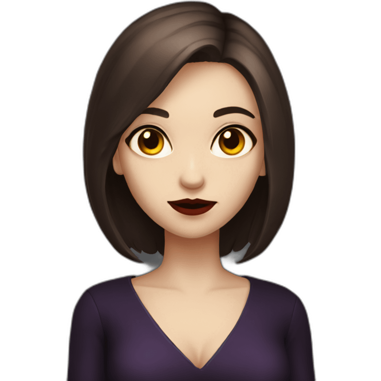 vampire girl with short brown hair, eyes-stars emoji