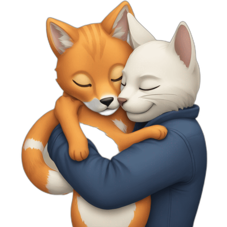 cat hug fox emoji