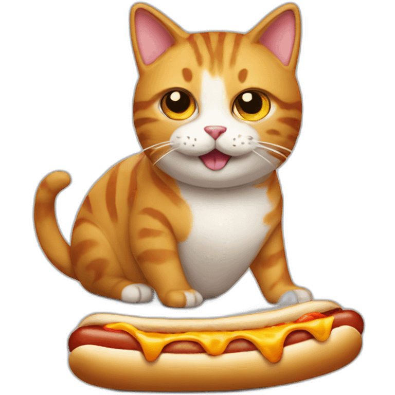 cat eating a hotdog emoji