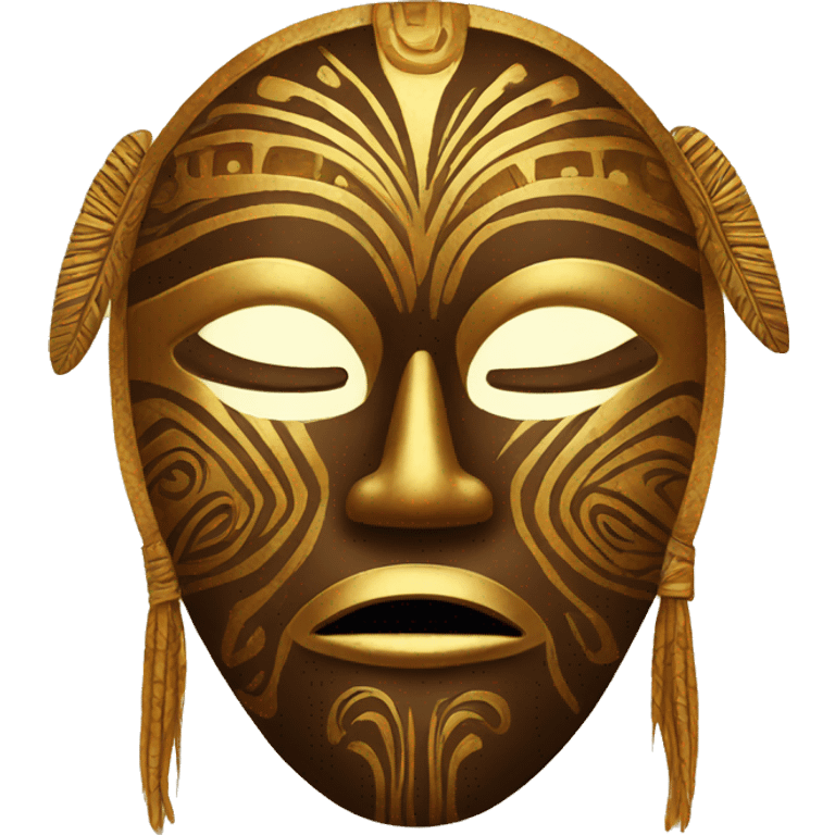 African tribal mask, golden and brown colors with ornament emoji