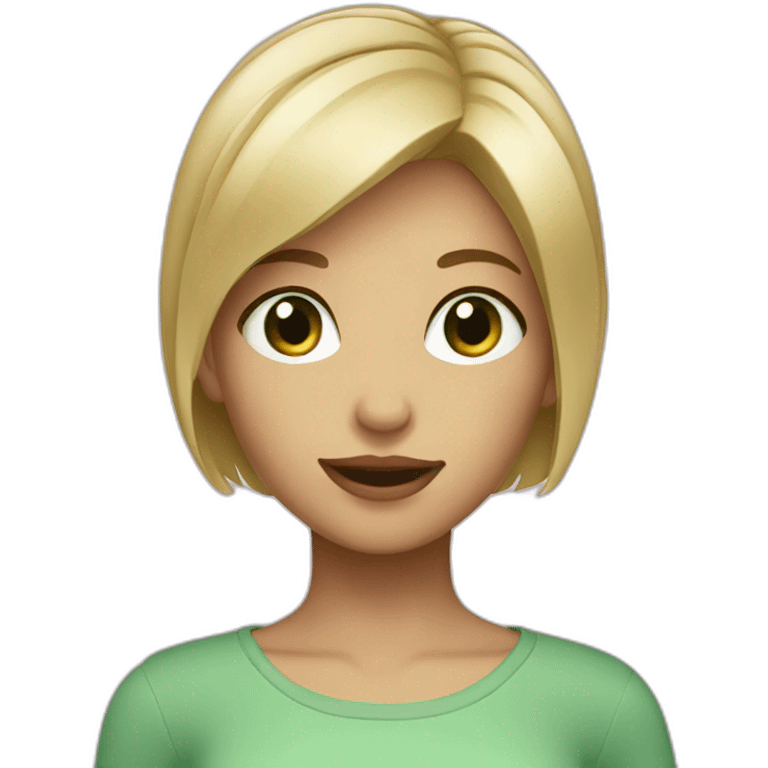 blond short hair girl with green eyes  emoji