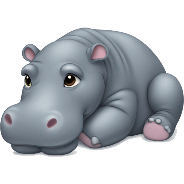 all gray baby hippo plush laying down emoji