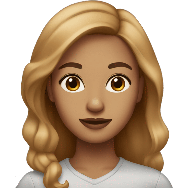 woman caramel skin light brow hair and light brown eyes, medium lenght hair emoji