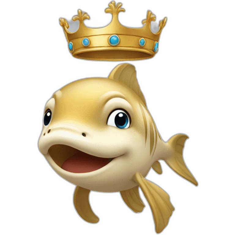 un dauphin avec une couronne emoji