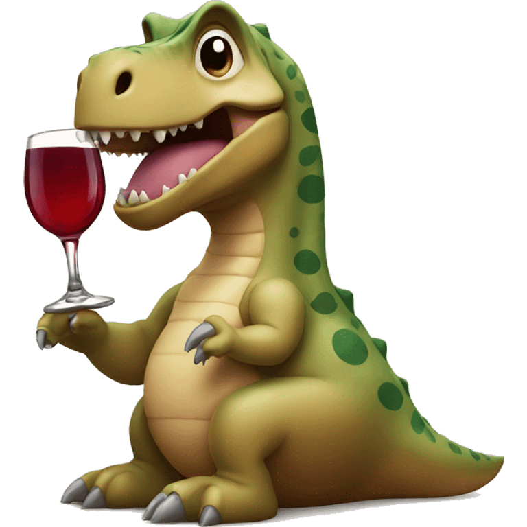 Dino drinking wine emoji