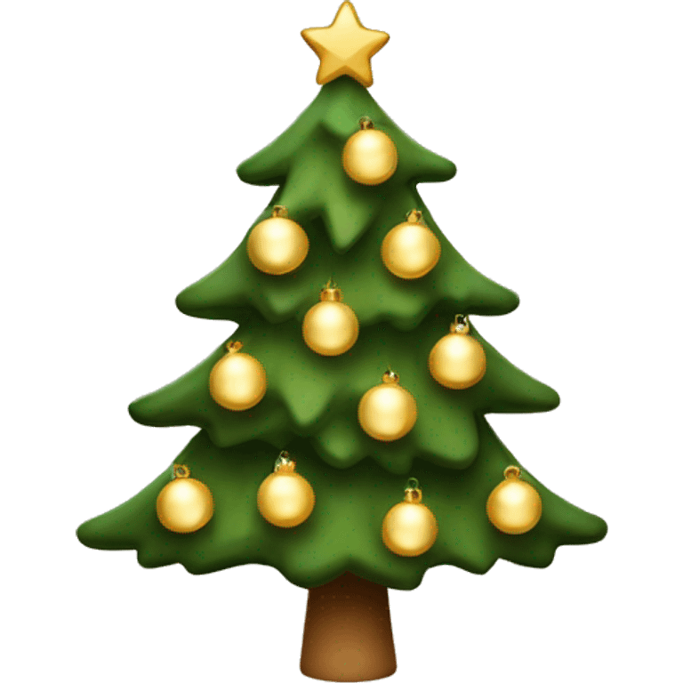 A Christmas tree with lights and beige ornaments emoji