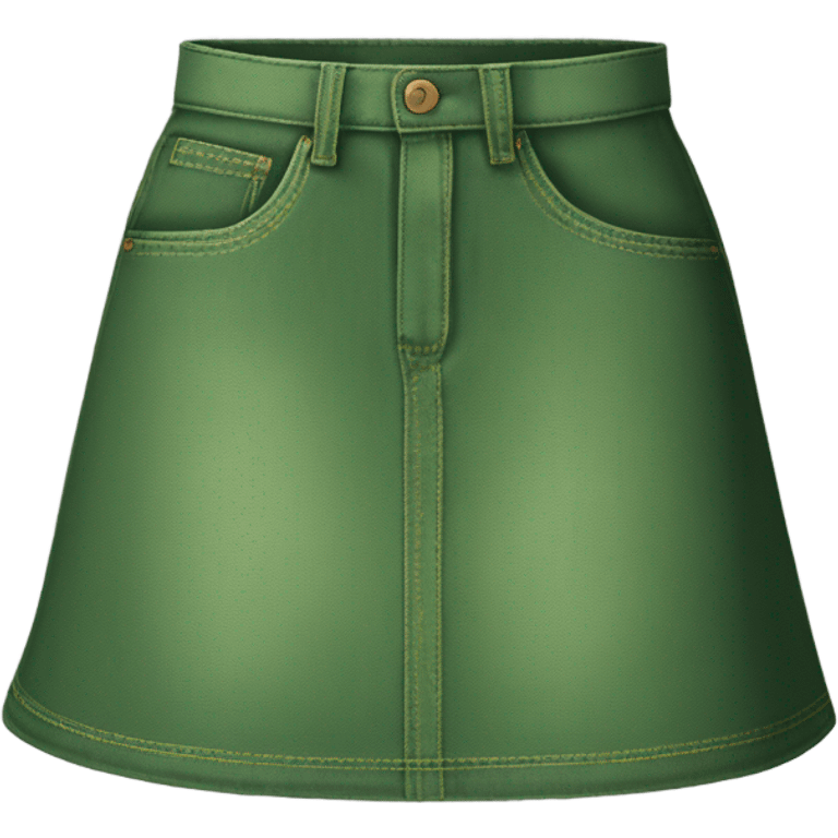 Realistic A-line high waisted green denim skirt, isolated emoji