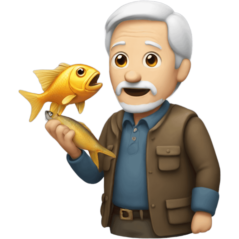 Old man holding a fish emoji