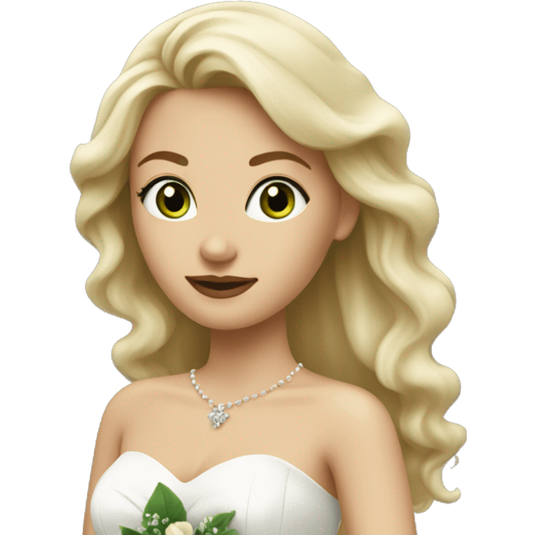 A blonde woman with green in wedding dress  emoji