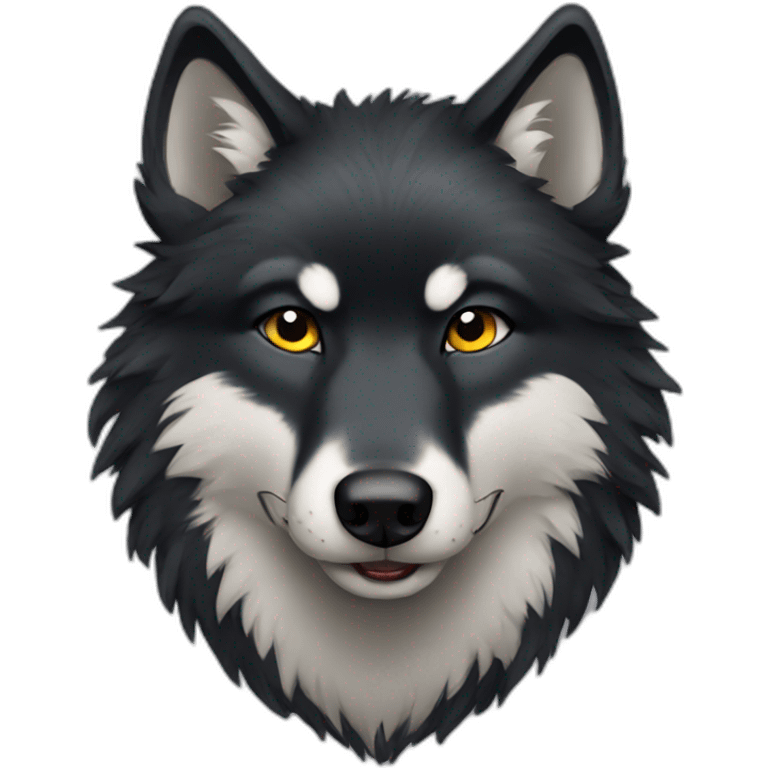 black wolf fluffy emoji