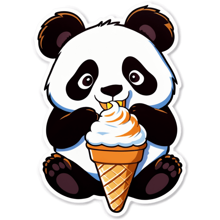 Panda eating ice cream emoji