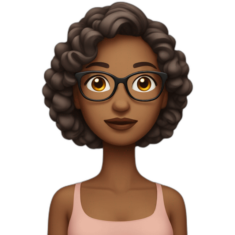 Woman smooth hair matte skin with big levers without lipsticks have glasses emoji