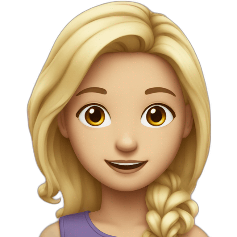 smile girl blond with ipad pro emoji