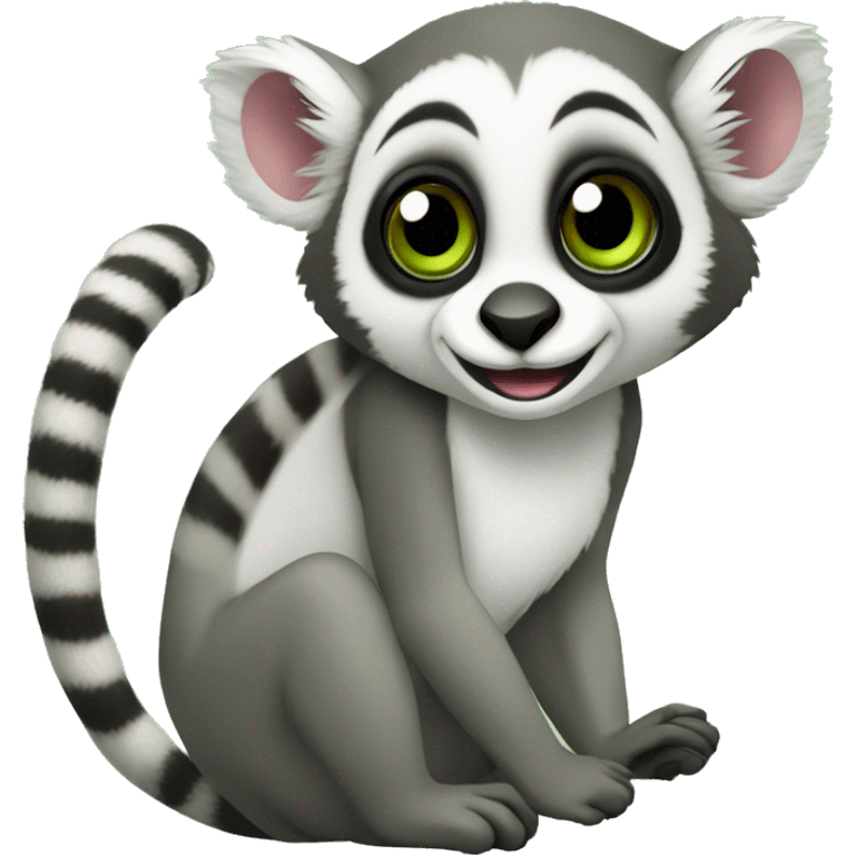 lemur sonriente dentro de circulo verde emoji