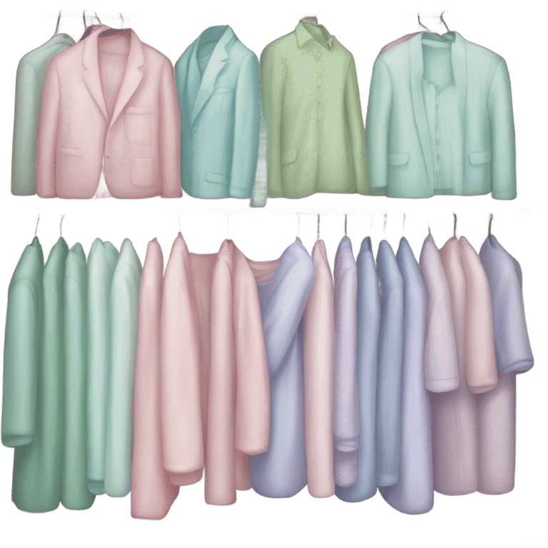 Aesthetic organized closet with pastel clothes emoji