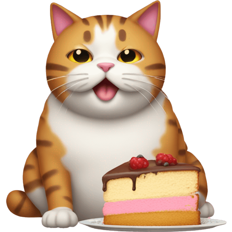 Fat cat eating cake  emoji