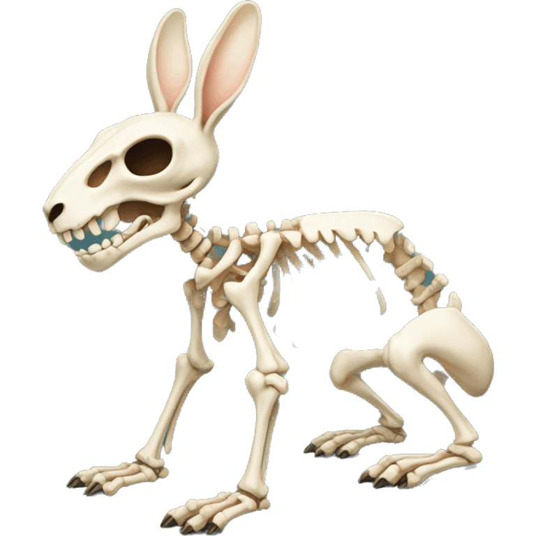 A full-length rabbit skeleton with crosses over its eyes emoji