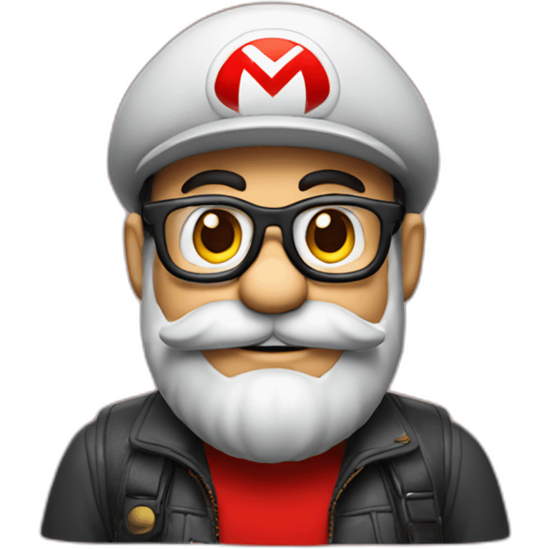 Super Mario in red hat with glasses and beard emoji