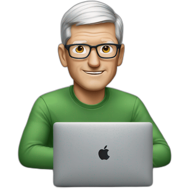 tim cook with a macbook pro emoji