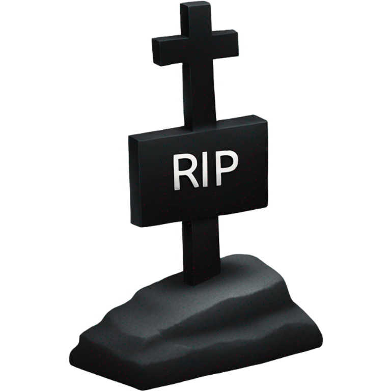 a black grave with the letters RIP on a silver  emoji