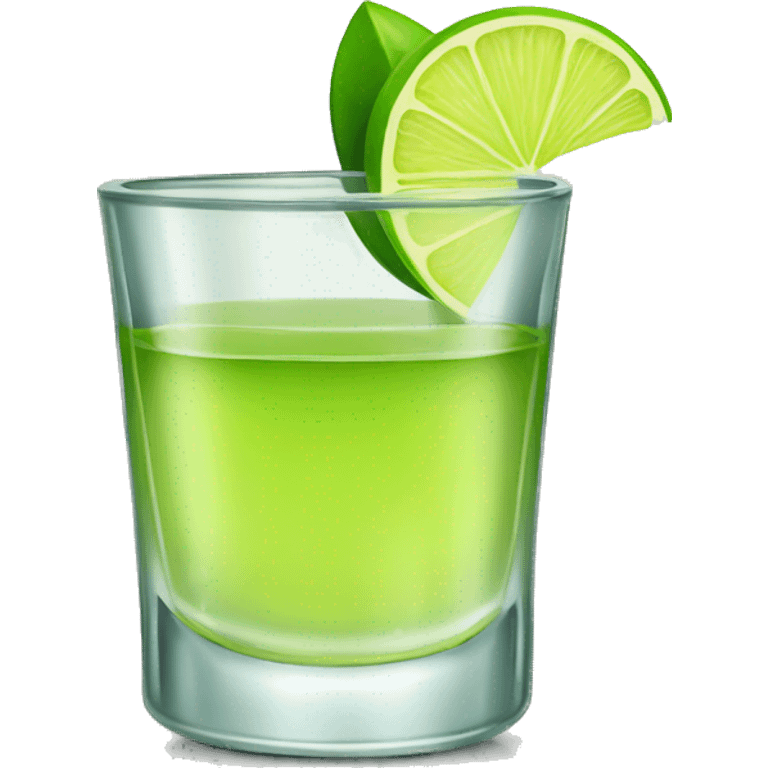 tequila shot with a single slice of green lemon emoji