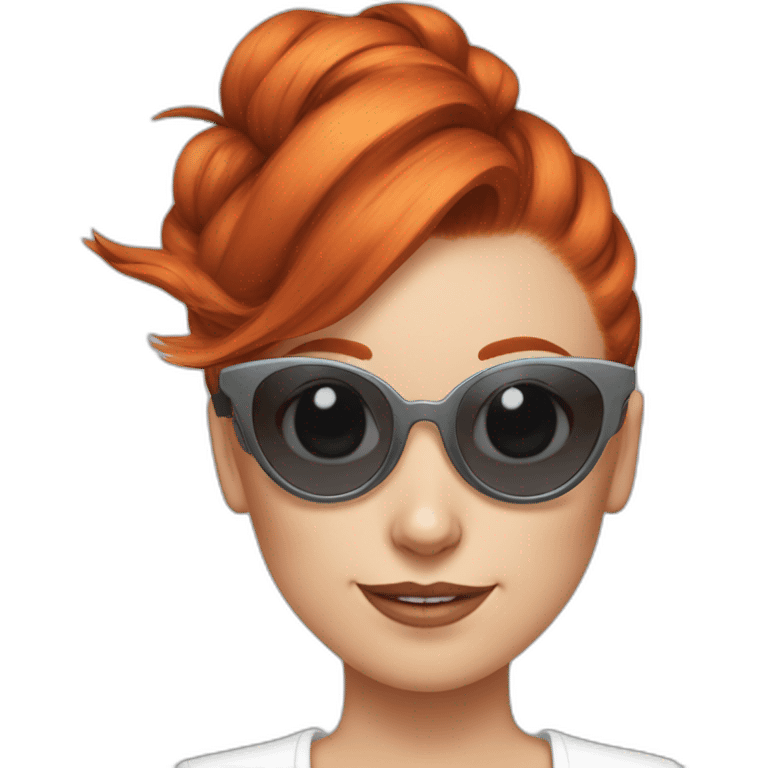 Bad Redhead girl bun Sun glass bun with cockatiel emoji