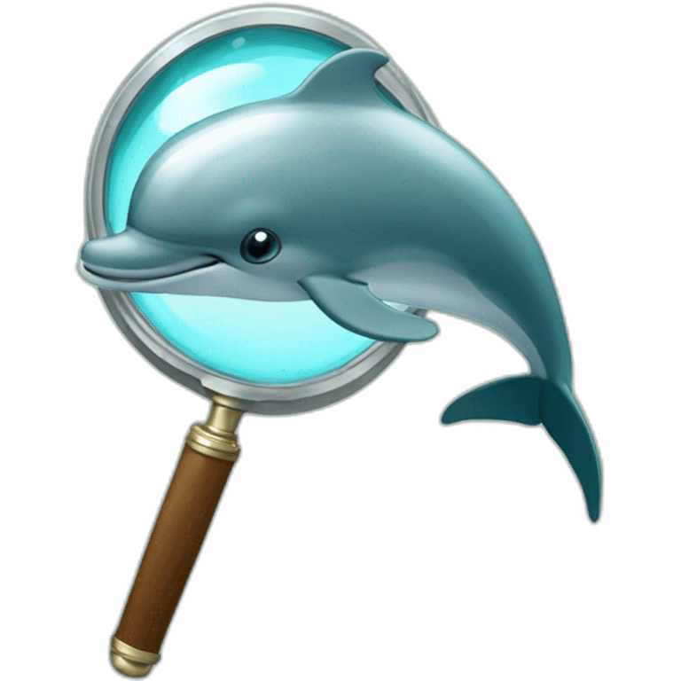 A dolphin with a magnifying glass emoji