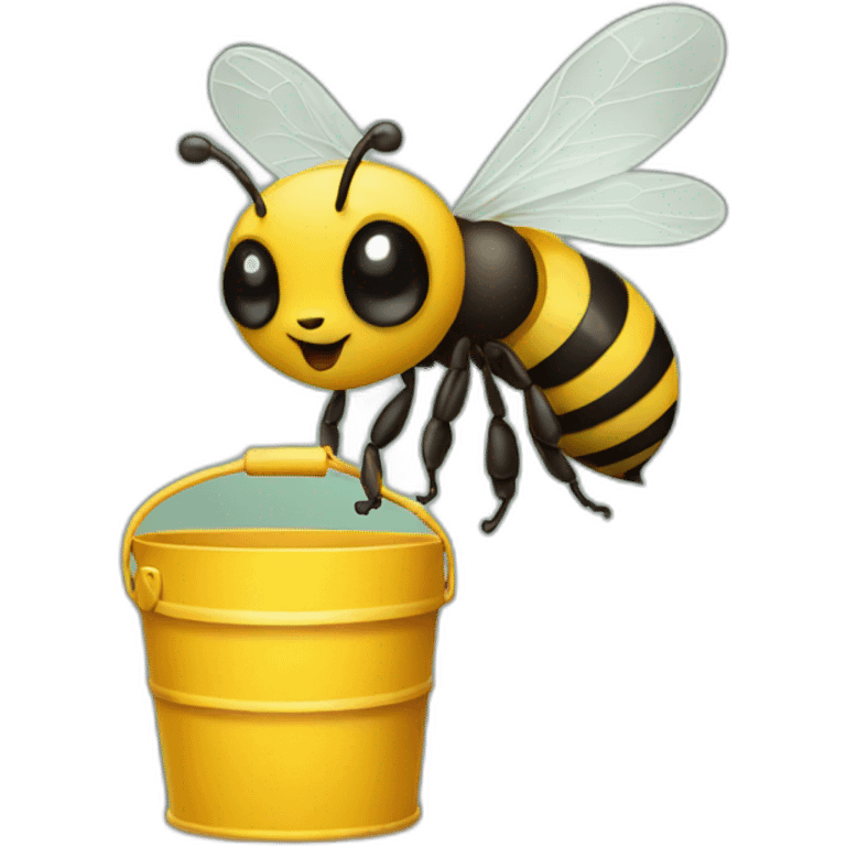 a bee with a bucket emoji