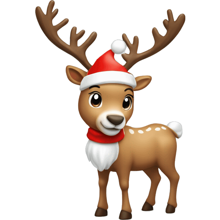 reindeer with santa hat on￼ emoji