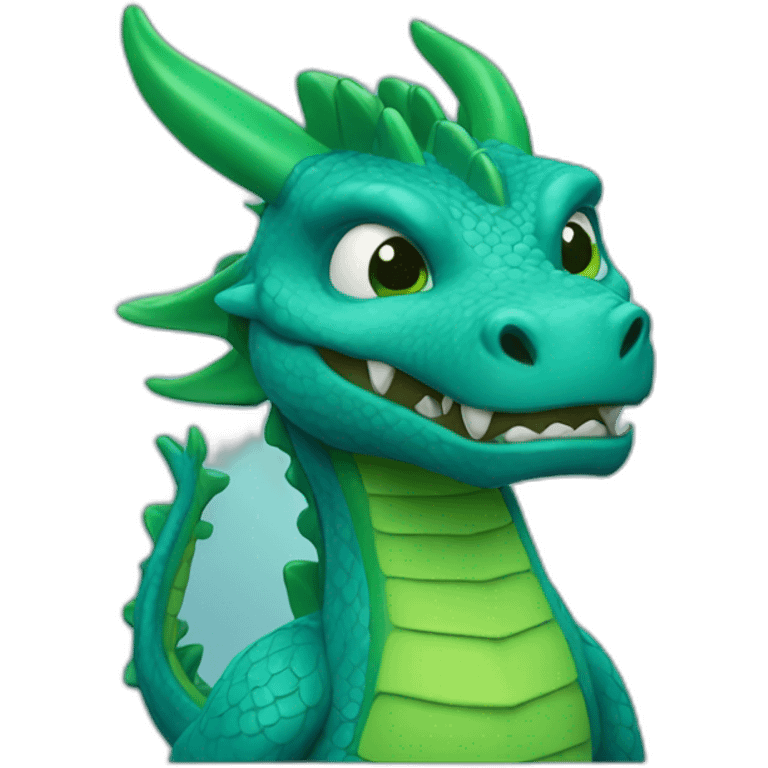 dragon bleu et vert emoji