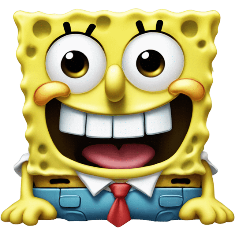 SpongeBob with goofy smile emoji