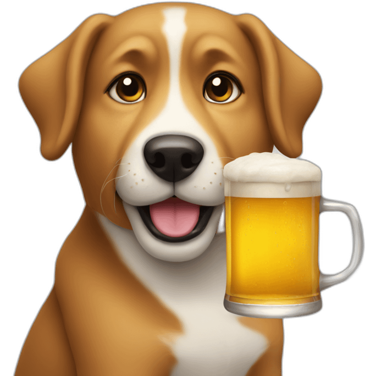 Dog drinks a beer emoji