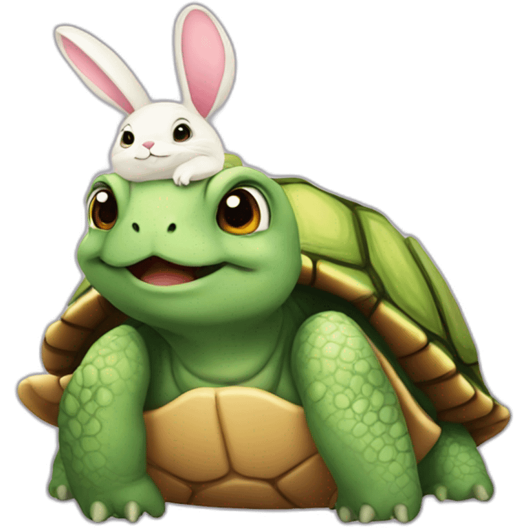 turtle holding a bunny emoji