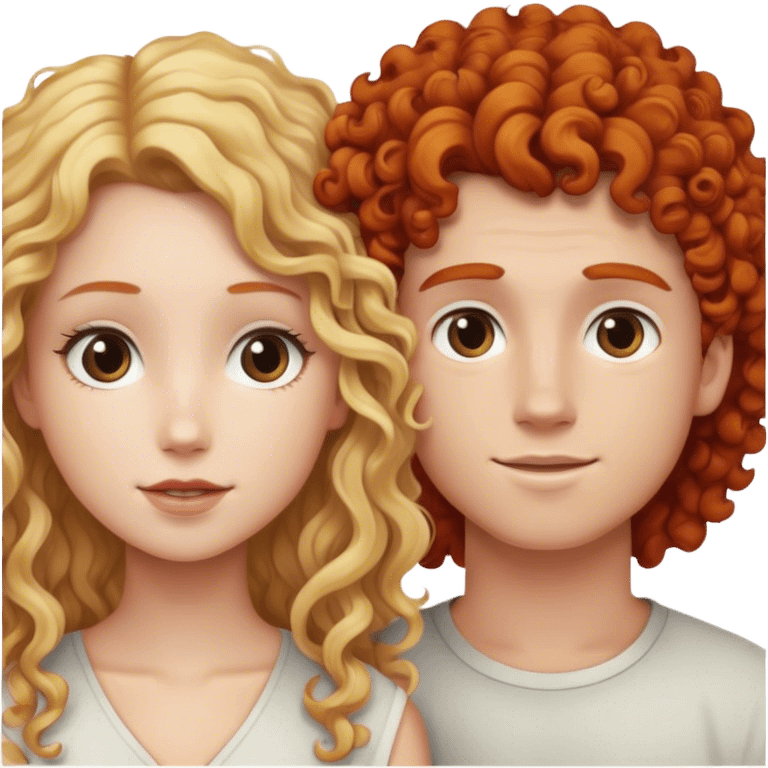 blonde straight hair girl and a redhead curly hair boy emoji