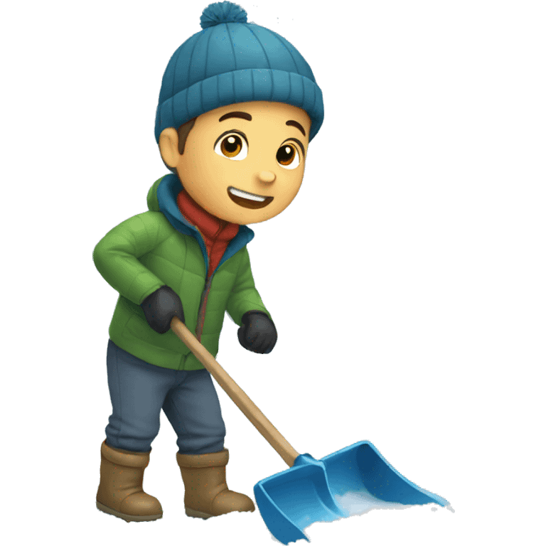 Boy shoveling snow emoji