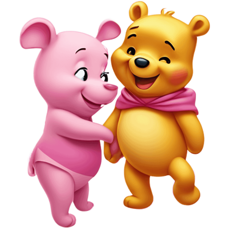 Winnie the Pooh and Piglet with sparkles in a pink heart emoji