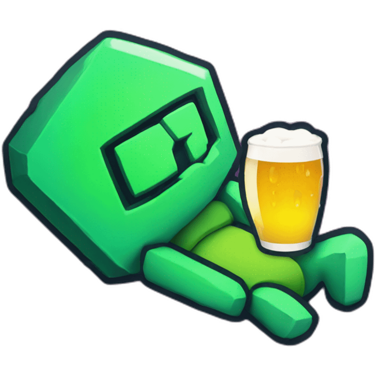 Geometry dash icon sleeping on a beer emoji