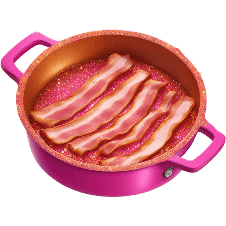  bacon cooking on a hot pink large pain with glitter  emoji