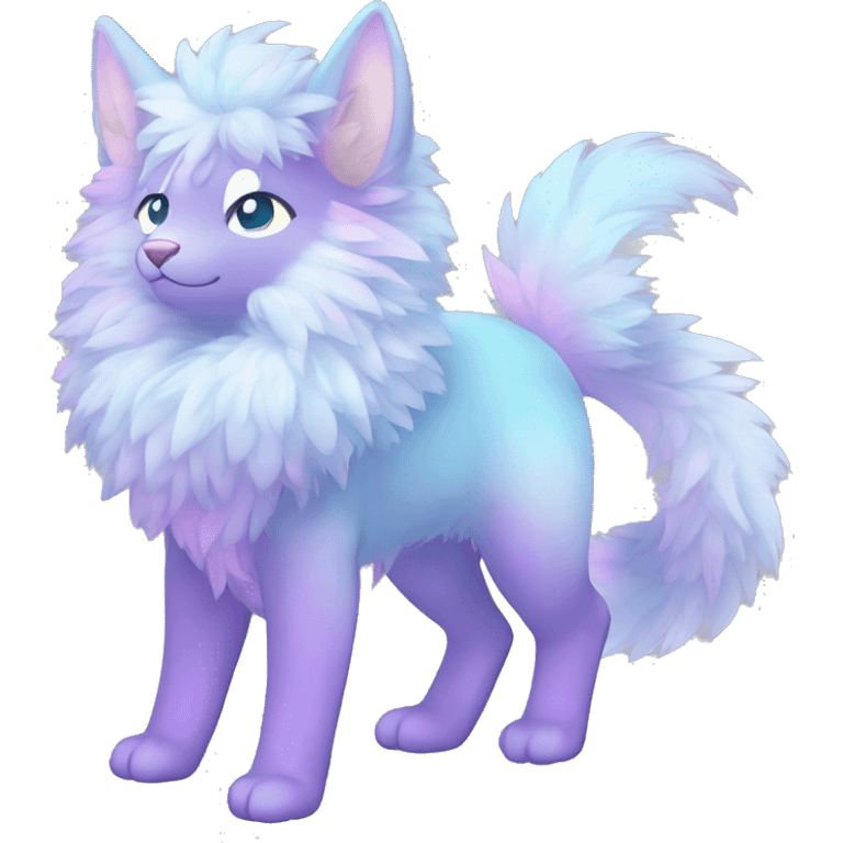 Shiny Sparkly Colorful Fluffy beautiful fantasy Kawaii Ethereal Anthro Sona Fakemon-animal Full Body emoji