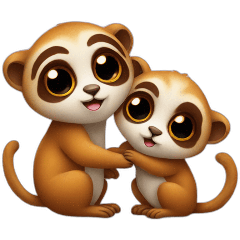 Two slow loris in love emoji