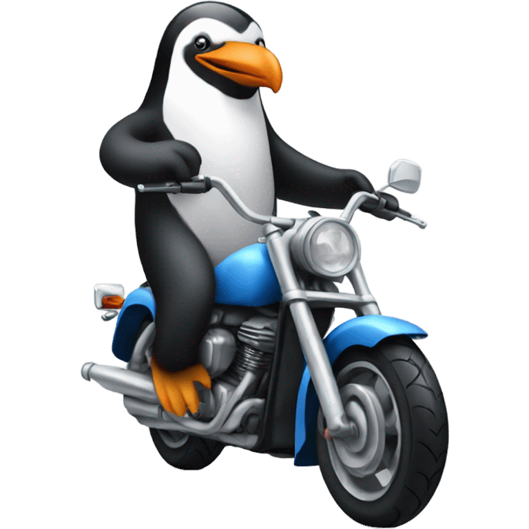 Penguin on motorcycle emoji