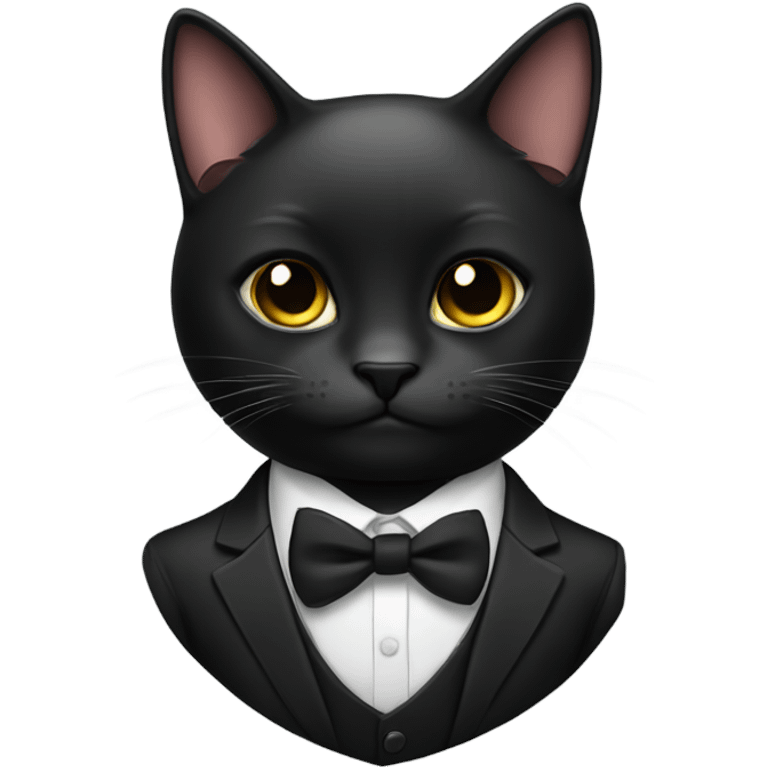 Black cat in a black suit with a bow tie  emoji