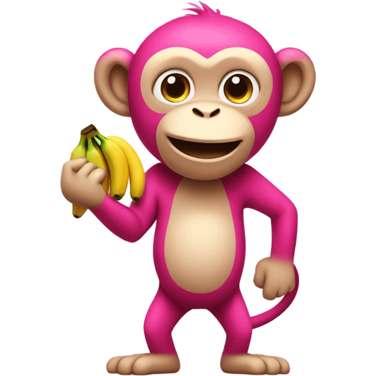 Pink Monkey Holding Banana emoji