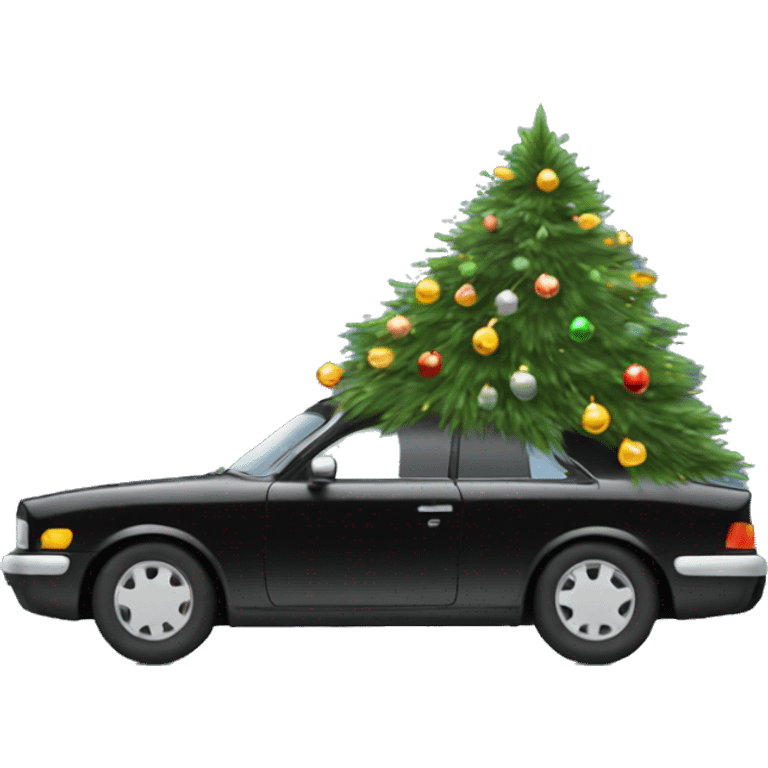 Christmas black car with Christmas tree emoji