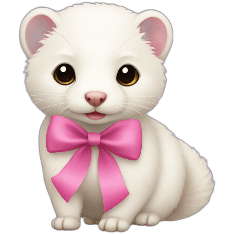 white ferret with pink bow emoji