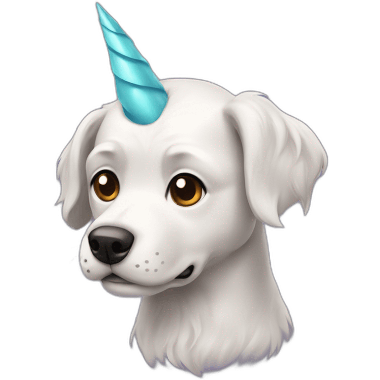 Chien avec corne et cheveux de licorne emoji