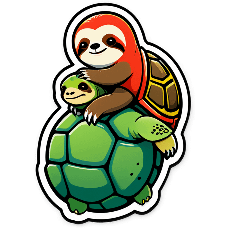 Sloth riding a turtle  emoji